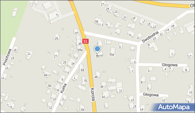 Tarnowskie Góry, Korola Józefa, 50, mapa Tarnowskie Góry