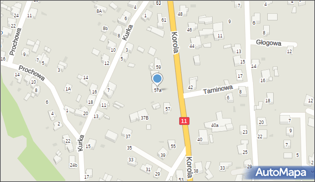Tarnowskie Góry, Korola Józefa, 57a, mapa Tarnowskie Góry