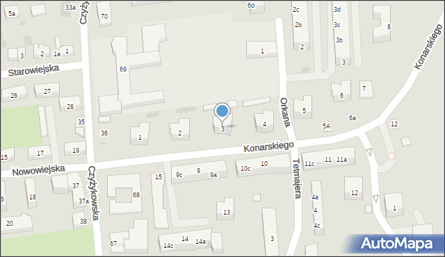 Tczew, Konarskiego Stanisława, 3, mapa Tczew
