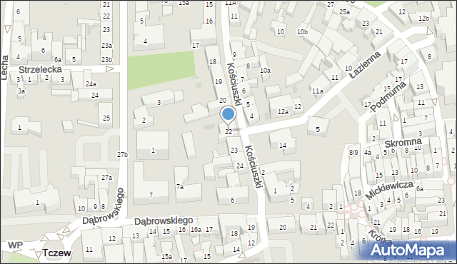 Tczew, Kościuszki Tadeusza, gen., 22, mapa Tczew