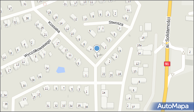 Tczew, Kossaka Wojciecha, 2, mapa Tczew