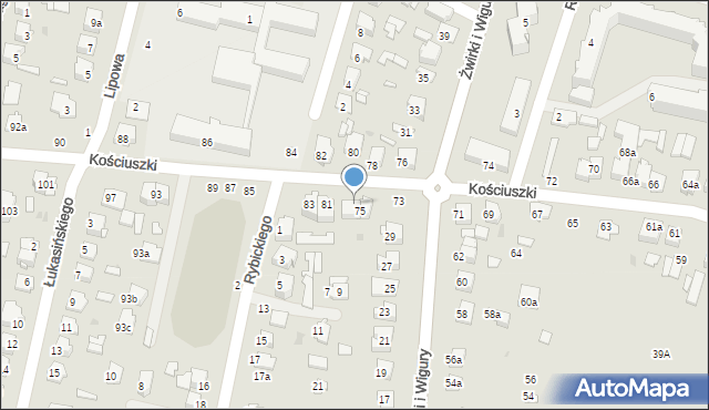 Tomaszów Lubelski, Kościuszki Tadeusza, gen., 79, mapa Tomaszów Lubelski
