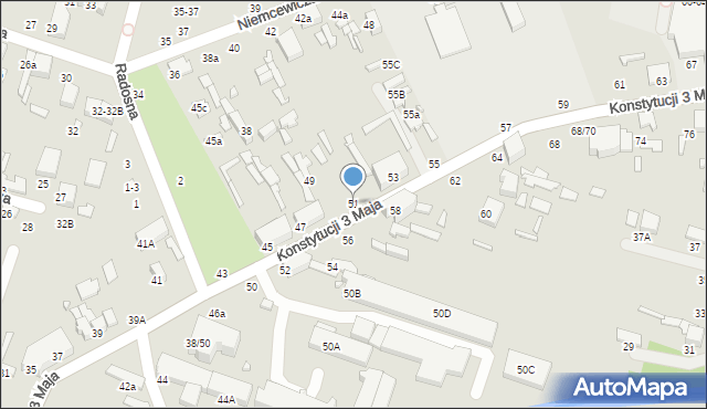 Tomaszów Mazowiecki, Konstytucji 3 Maja, 51, mapa Tomaszów Mazowiecki