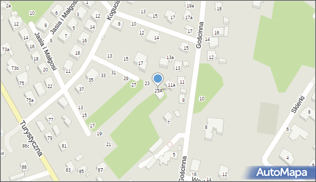 Toruń, Kogucia, 23A, mapa Torunia