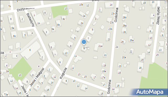 Toruń, Kogucia, 9, mapa Torunia