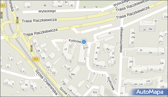 Toruń, Końcowa, 8, mapa Torunia