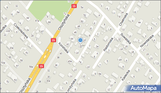 Toruń, Konińska, 12, mapa Torunia