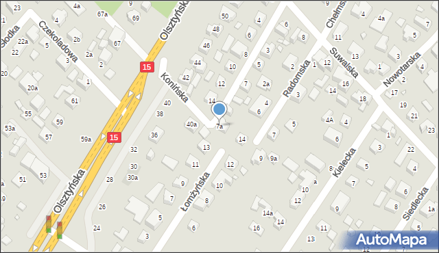 Toruń, Konińska, 7a, mapa Torunia