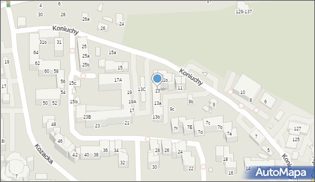 Toruń, Koniuchy, 13, mapa Torunia