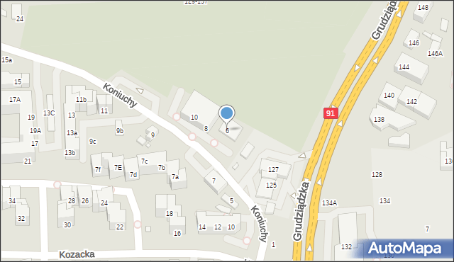 Toruń, Koniuchy, 6, mapa Torunia