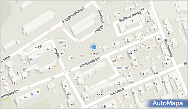 Toruń, Konopackich, 15, mapa Torunia