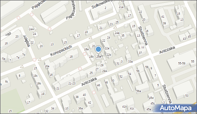 Toruń, Konopackich, 20a, mapa Torunia