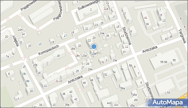 Toruń, Konopackich, 22b, mapa Torunia
