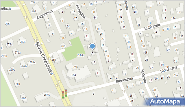 Toruń, Konopna, 5, mapa Torunia