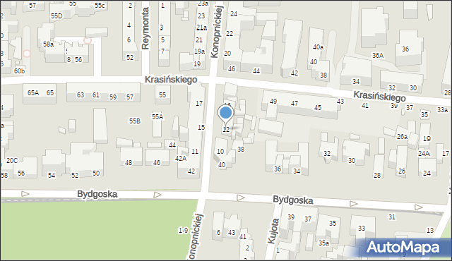 Toruń, Konopnickiej Marii, 12, mapa Torunia