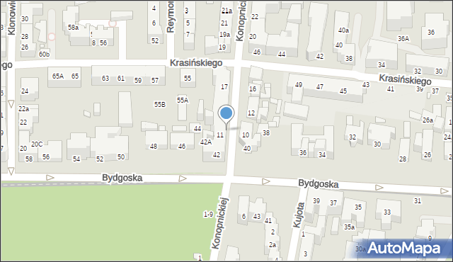 Toruń, Konopnickiej Marii, 13, mapa Torunia