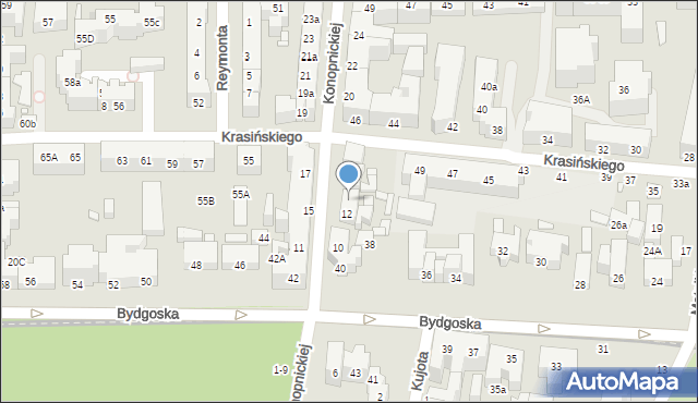 Toruń, Konopnickiej Marii, 14, mapa Torunia