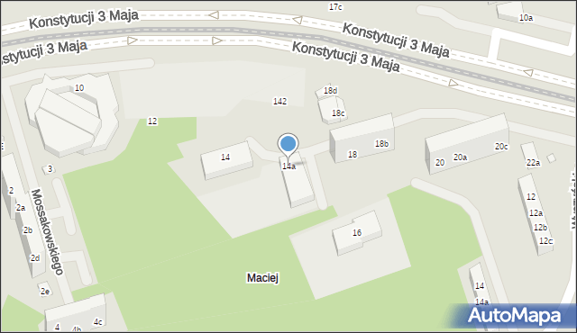 Toruń, Konstytucji 3 Maja, 14a, mapa Torunia