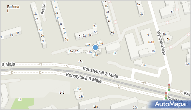 Toruń, Konstytucji 3 Maja, 17a, mapa Torunia