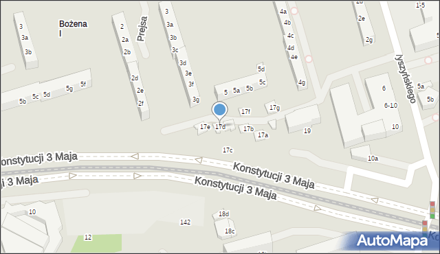 Toruń, Konstytucji 3 Maja, 17d, mapa Torunia