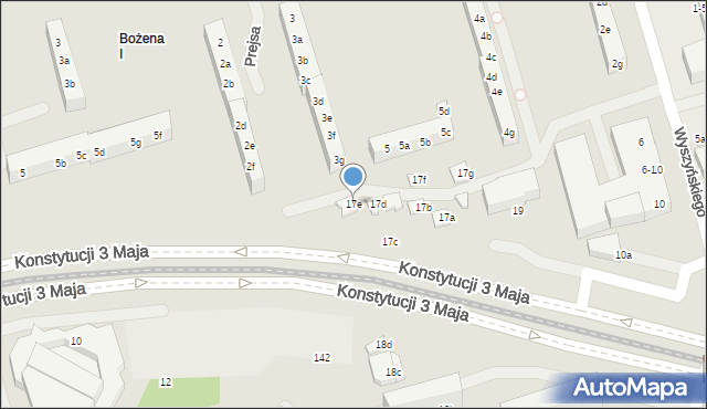 Toruń, Konstytucji 3 Maja, 17e, mapa Torunia