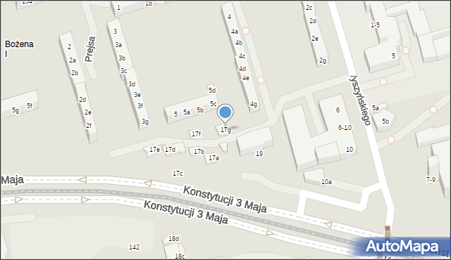 Toruń, Konstytucji 3 Maja, 17g, mapa Torunia