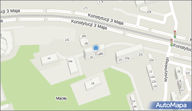 Toruń, Konstytucji 3 Maja, 18a, mapa Torunia