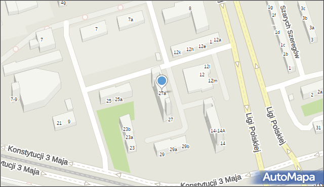 Toruń, Konstytucji 3 Maja, 27a, mapa Torunia