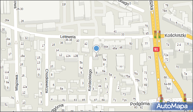 Toruń, Kordeckiego Augustyna, ks., 10, mapa Torunia