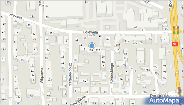 Toruń, Kordeckiego Augustyna, ks., 9, mapa Torunia