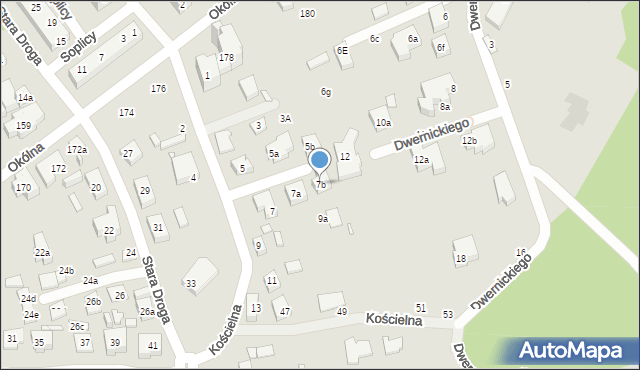 Toruń, Kościelna, 7b, mapa Torunia