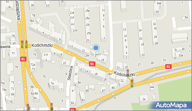 Toruń, Kościuszki Tadeusza, gen., 17, mapa Torunia