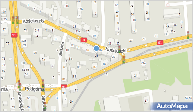 Toruń, Kościuszki Tadeusza, gen., 18, mapa Torunia