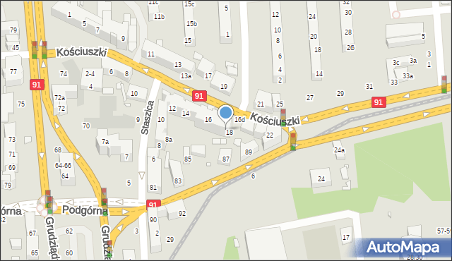 Toruń, Kościuszki Tadeusza, gen., 18c, mapa Torunia