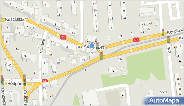 Toruń, Kościuszki Tadeusza, gen., 22, mapa Torunia