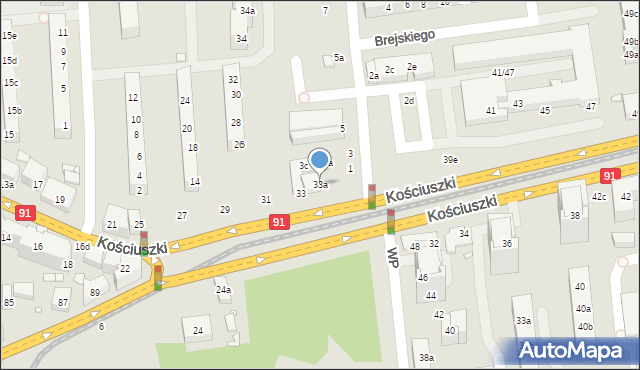 Toruń, Kościuszki Tadeusza, gen., 33a, mapa Torunia