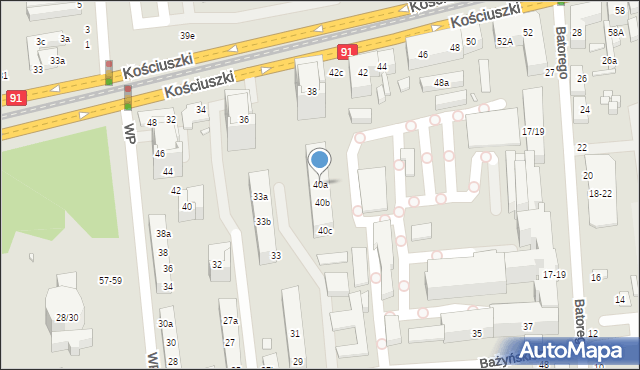 Toruń, Kościuszki Tadeusza, gen., 40a, mapa Torunia