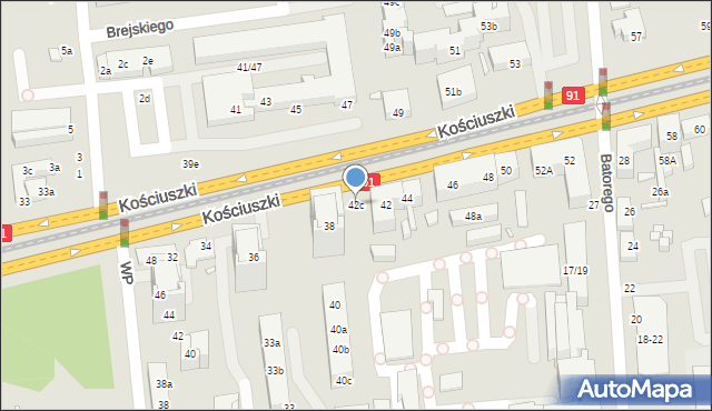 Toruń, Kościuszki Tadeusza, gen., 42c, mapa Torunia