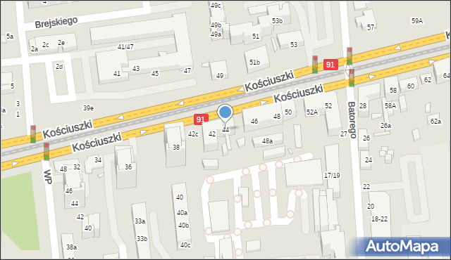 Toruń, Kościuszki Tadeusza, gen., 44, mapa Torunia
