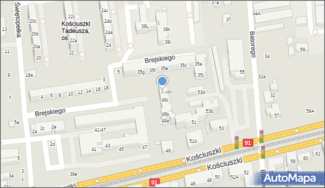 Toruń, Kościuszki Tadeusza, gen., 49d, mapa Torunia