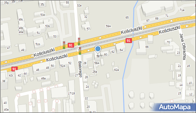Toruń, Kościuszki Tadeusza, gen., 58, mapa Torunia