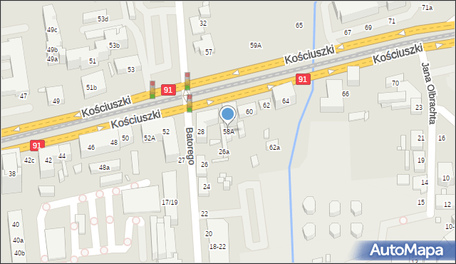 Toruń, Kościuszki Tadeusza, gen., 58A, mapa Torunia
