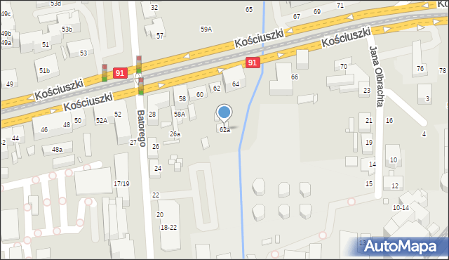 Toruń, Kościuszki Tadeusza, gen., 62a, mapa Torunia