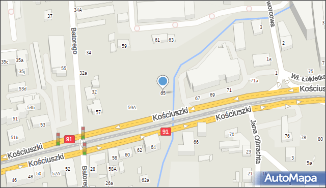 Toruń, Kościuszki Tadeusza, gen., 65, mapa Torunia