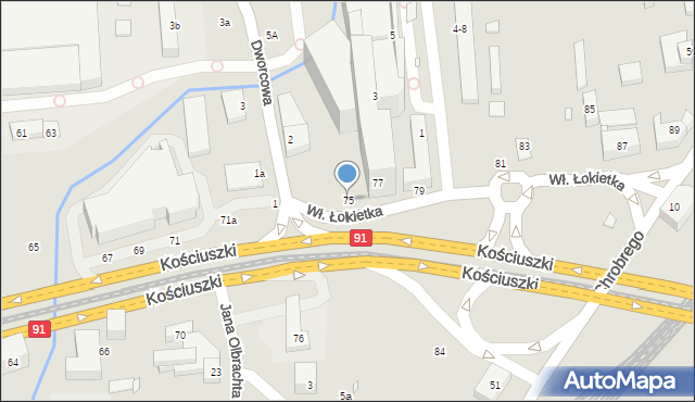 Toruń, Kościuszki Tadeusza, gen., 75, mapa Torunia