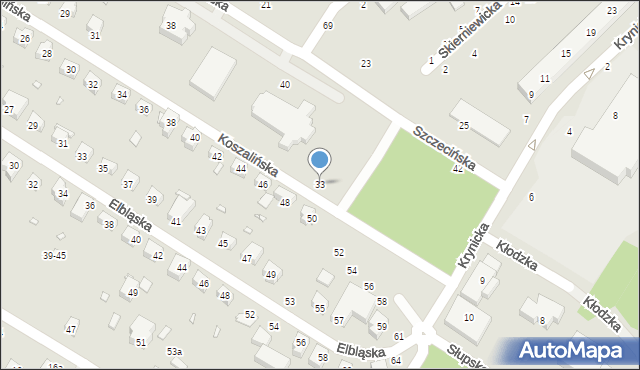 Toruń, Koszalińska, 33, mapa Torunia