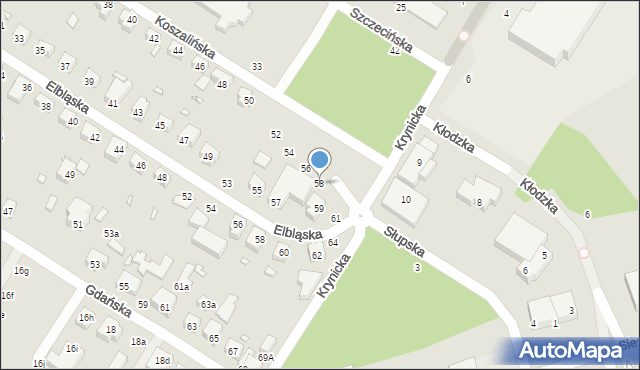 Toruń, Koszalińska, 58, mapa Torunia