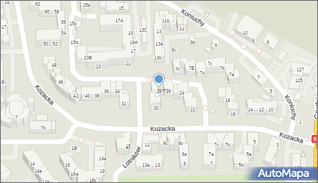 Toruń, Kozacka, 28, mapa Torunia