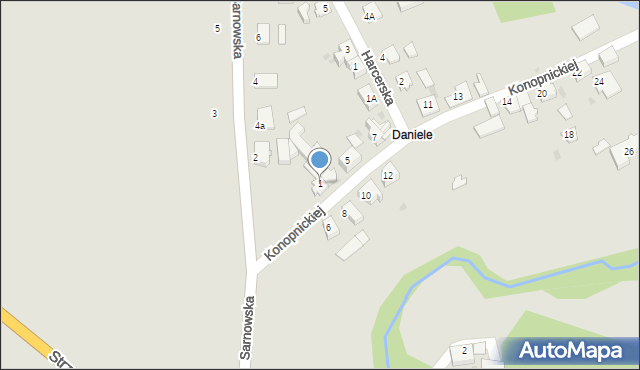 Toszek, Konopnickiej Marii, 1, mapa Toszek