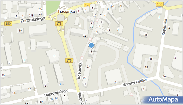 Trzcianka, Kościuszki Tadeusza, gen., 3, mapa Trzcianka